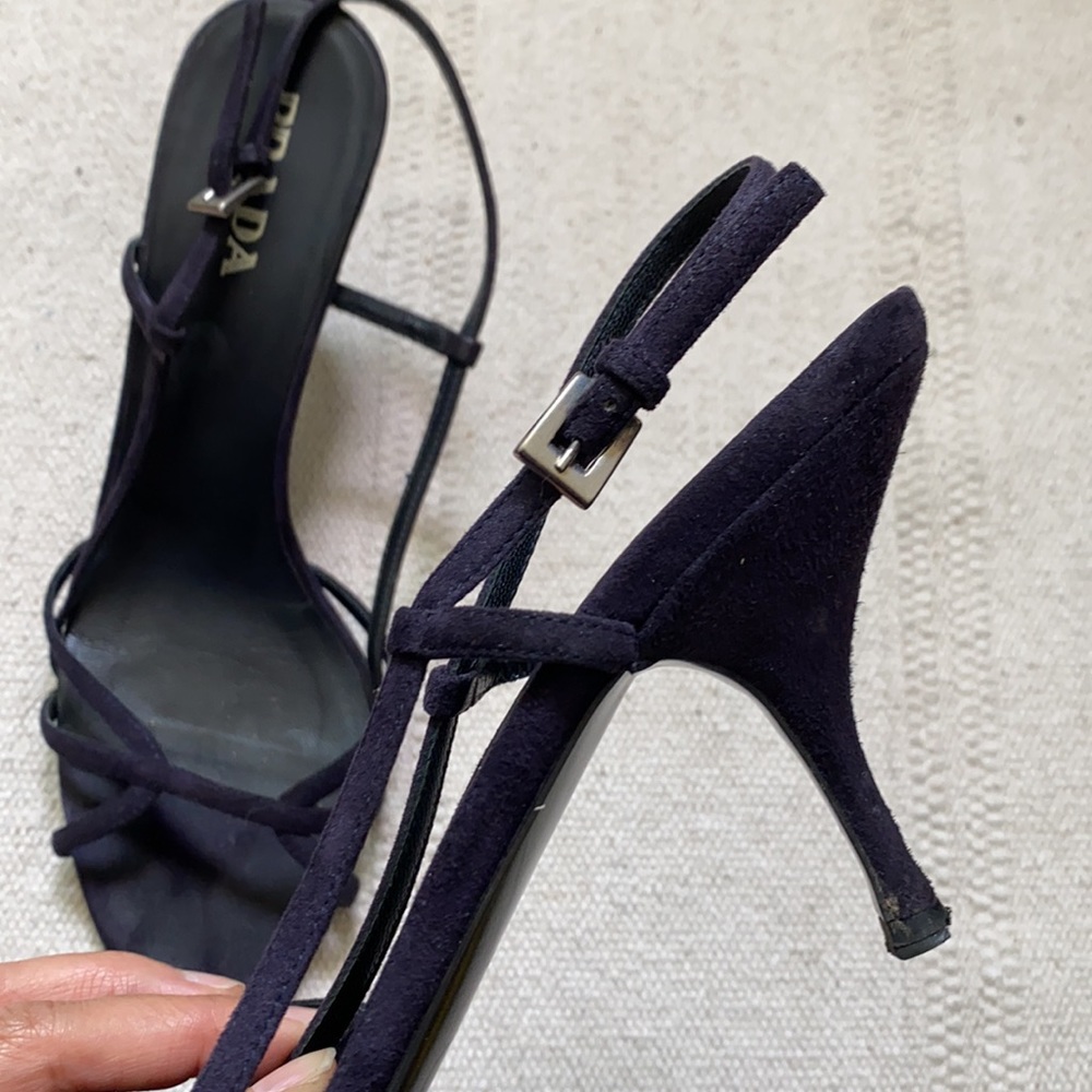 Prada Black Strappy Slingback Heeled Sandals - Picture 7 of 16
